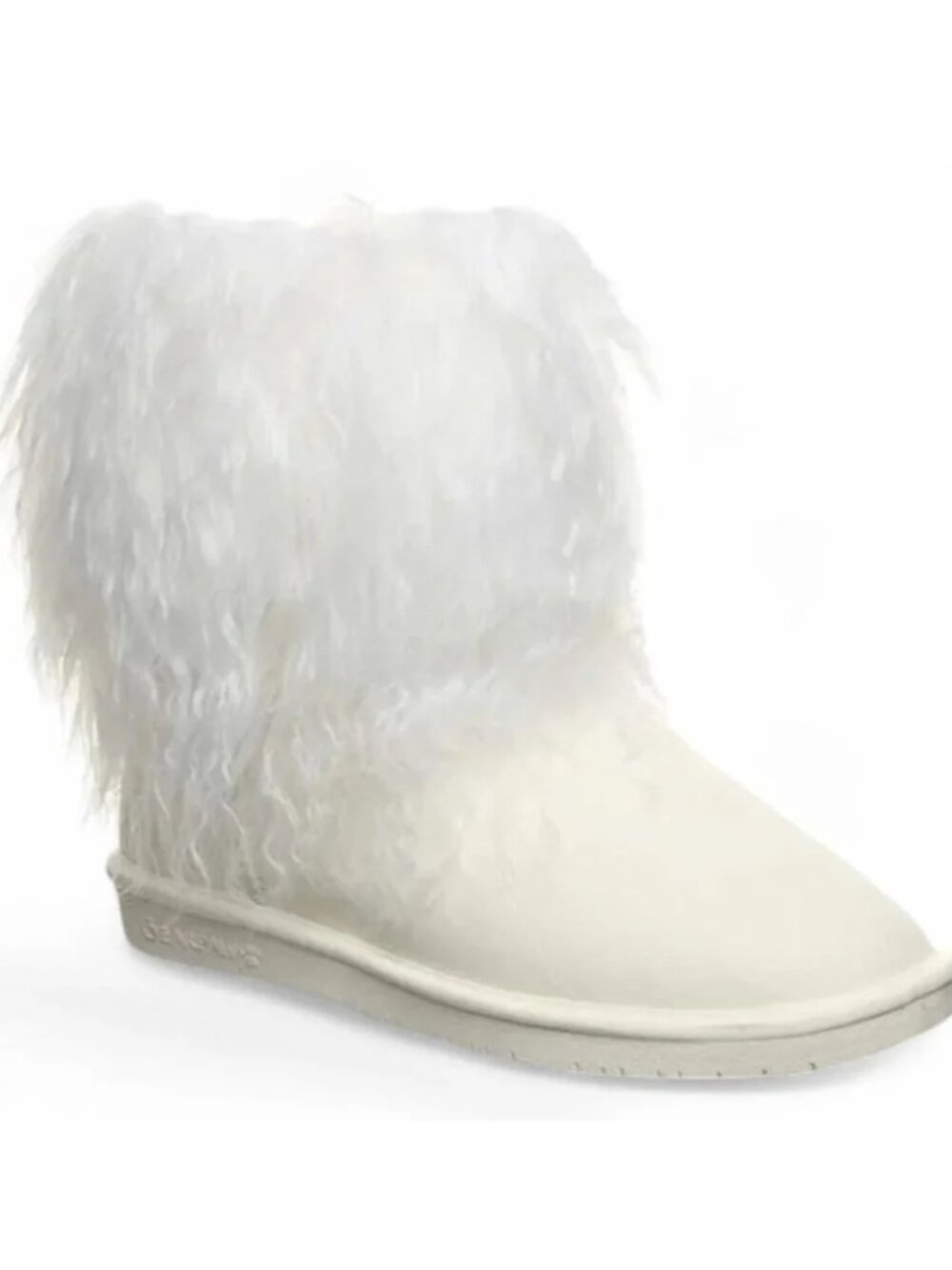 Bearpaw Boo White Shearling Wool Curly Lamb Fur Mongolian Sherpa Boots 8 NEW